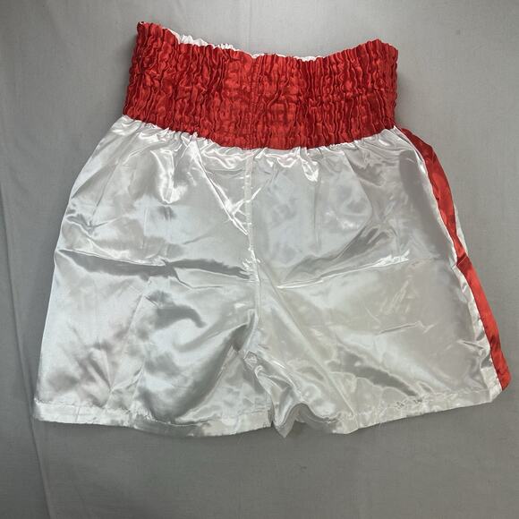 Thai Boxing Shorts Satin White & Blue Adult Size XL - Picture 6 of 8